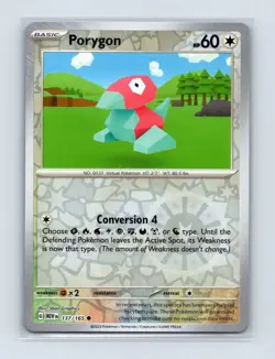 Porygon 137/165 Common 151 Pokemon Reverse Holo Near Mint - Image 1