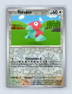 Porygon 137/165 Common 151 Pokemon Reverse Holo Near Mint - Image 1