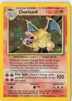 Pokemon Base Set Rare Holo Charizard 4/102 MP - Image 1