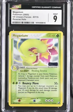 Meganium 9/115 - 2005 Pokemon EX Unseen Forces Reverse Holo CGC 9 MINT - Image 1