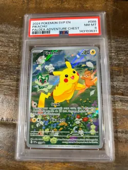 POKEMON 2024 SVP EN Paldea Adventure Chest PIKACHU #088 PSA 8 RARE Promo - Image 1