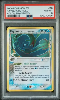 2006 POKEMON EX HOLON PHANTOMS #16 RAYQUAZA-HOLO PSA 8 - Image 1