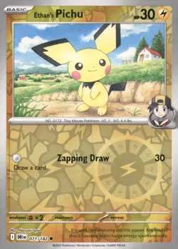 ETHAN'S PICHU 071/182 COMMON DESTINED RIVALS POKEMON REVERSE HOLO NEAR MINT - Image 1