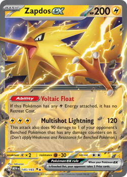 ZAPDOS EX 145/165 DOUBLE RARE 151 POKEMON NEAR MINT - Image 1