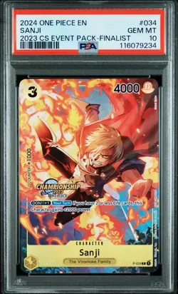 PSA 10 Sanji P-034 Championship Event Pack Finalist English One Piece Card - Image 1
