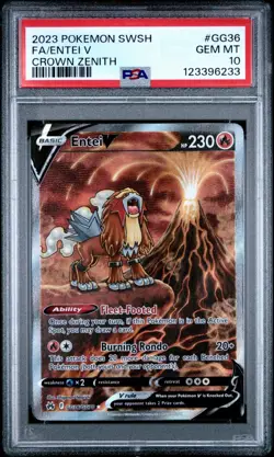 2023 Pokemon Sword and Shield Crown Zenith GG36/GG70 Entei V PSA 10 GEM MINT - Image 1