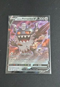 Galarian Perrserker V 129/196 Swsh11: Lost Origin Holo Pokemon - Image 1