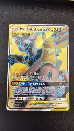 Pokemon Pikachu & Zekrom GX 162/181 SM Team Up TAG TEAM Full Art Holo UR - Image 1