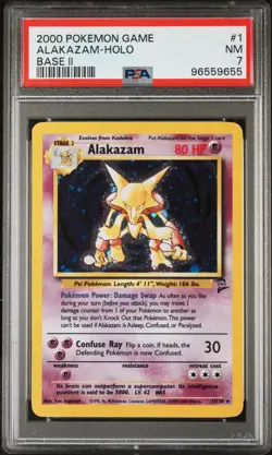 2000 Pokemon Base Set 2 Alakazam Holo 1/130 PSA 7 - Image 1