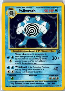 Poliwrath 15/130 Holo Rare Base Set 2 Pokemon Lightly Played - Image 1