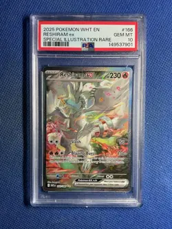 2025 Pokemon White Flare Reshiram ex Special Illustration Rare #166/086 PSA 10 - Image 1