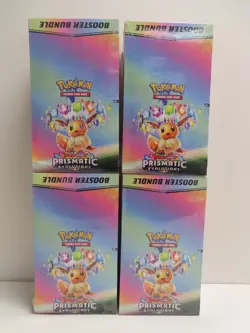 (4) Lot 2025 Pokemon Prismatic Evolutions Sealed Booster Bundle Display Box - Image 1