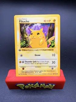 1999 Pokemon Base Set Shadowless 1st Edition Yellow Cheeks Pikachu 58/102 - NM - Image 1