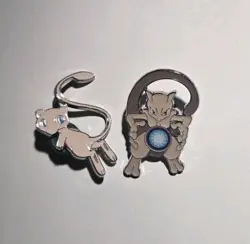 Official Pokemon TCG Hidden Fates Mythical Mew & Mewtwo Enamel Pin Set 2019 - Image 1