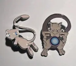 Official Pokemon TCG Hidden Fates Mythical Mew & Mewtwo Enamel Pin Set 2019 - Image 2
