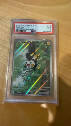 Emolga 2025 Pokemon Black Bolt Illustration Rare #112 PSA 9 Mint 112/086 - Image 1