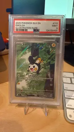 Emolga 2025 Pokemon Black Bolt Illustration Rare #112 PSA 9 Mint 112/086 - Image 3