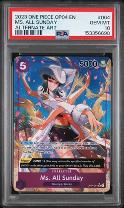 2023 ONE PIECE OP04 #064 MS. ALL SUNDAY KINGDOMS OF INTRIGUE ALT ART PSA 10 - Image 1