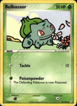 Bulbasaur 045/100 Common Crystal Guardians 45/100 Grass Pokemon Card - Image 1