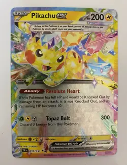 Pokemon Pikachu ex Tera Holo SSP ASC 057/191 057/217 4 Card Lot English - Image 2