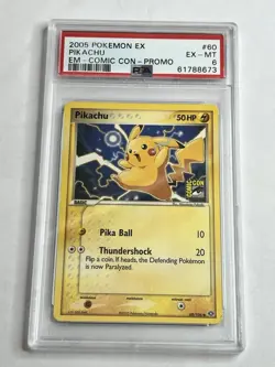 2005 Pikachu 60/106 Comic Con Promo Pokemon Card PSA 6 EX Emerald - Image 1