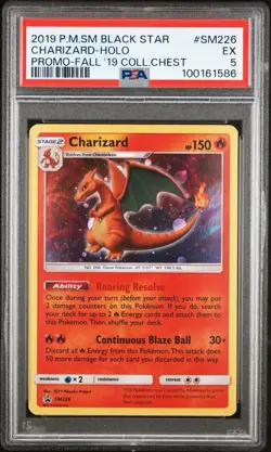 2019 Pokemon SM Black Star Promo Fall ‘19 Coll Chest Charizard-Holo #SM226 PSA 5 - Image 1