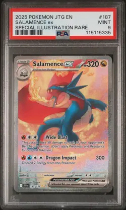2025 POKEMON JTG EN-JOURNEY TOGETHER #187 SALAMENCE EX PSA 9 - Image 1