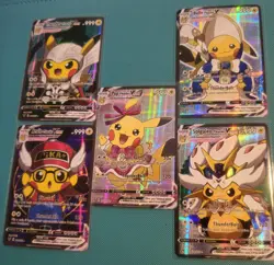 Pokemon TCG Pikachu VCOS Cosplay Custom Full Art Shiny Holo Lot Of 5 NM - Image 1