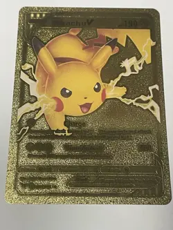 Pikachu V Basic Premium Gold Foil Fan Art Textured Pokemon Card Pk17 - Image 1