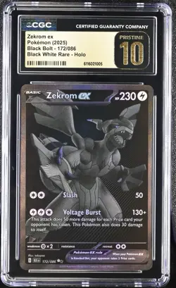 2025 Pokemon Scarlet and Violet Black Bolt Black White Rare Zekrom Ex CGC 10 - Image 1