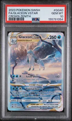 2023 Pokemon Glaceon VSTAR #gg40 Crown Zenith Galarian Gallery PSA 10 Gem Mint - Image 1