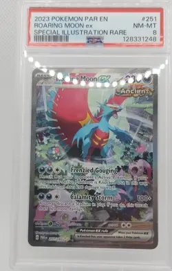 Pokemon 2023 Paradox Rift Roaring Moon ex 251/182 SIR Holo PSA 8 EN - Image 1