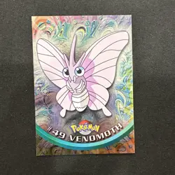 Topps Pokemon Card TV Series 1 Chrome Foil Blue Logo 1st Edition #49 Venomoth NM - Image 1