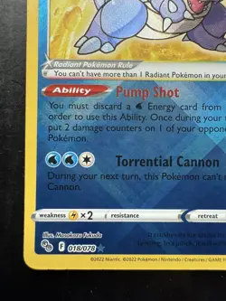 Pokemon GO Radiant Blastoise 018/078 Holo Rare (LP) - Image 4