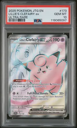 2025 Pokemon JTG EN-Journey Together Lillie's Clefairy EX Ultra Rare PSA 10 #173 - Image 1