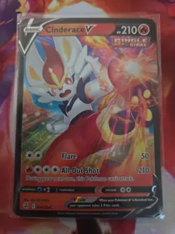 Pokemon Swsh08: Fusion Strike Cinderace v Holo Card 044/264 Ultra Rare - Image 1