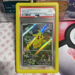 PSA 9 Mint Pikachu 218/SV-P Summer Get Promo AR Japanese 2024 Card Graded - Image 1