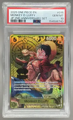 154586743 Monkey D. Luffy 2025 One Piece 2nd Anniversary Promo ST13-015 PSA 10 - Image 1