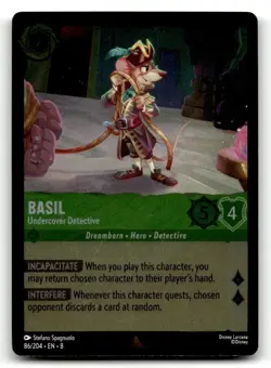 Basil 86/204 Disney Lorcana Reign of Jafar Rare Cold Foil Card NM - Image 1