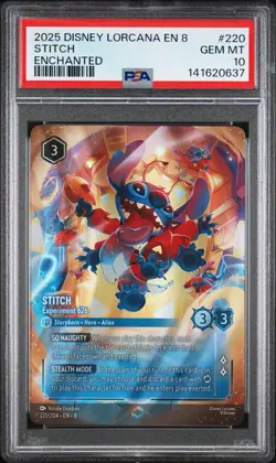 Disney Lorcana Stitch Experiment 626 Enchanted Holo 220/204 PSA 10 - Image 1