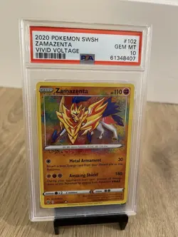 ZAMAZENTA AMAZING RARE PSA 10 GEM MINT 2020 Pokemon TCG Vivid Voltage #102/185 - Image 1