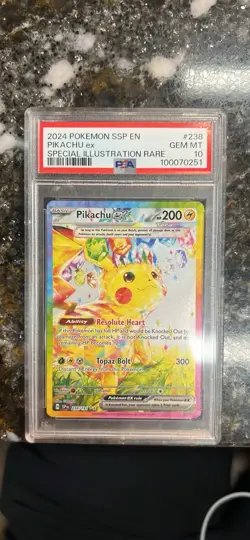 2024 Pokemon SSP EN Special Illustration Rare #238 Pikachu ex PSA 10 GEM MINT - Image 1