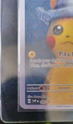 Grey Felt Hat Pikachu 2023 Pokemon Scarlet & Violet Van Gogh Promo #085 LP-NM - Image 4