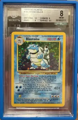 Pokemon 1999 Base Set Unlimited Blastoise Holo Rare #2/102 BGS 8 English - Image 1