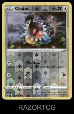 CHATOT 112/159 C CROWN ZENITH POKEMON REVERSE HOLO NM/M - Image 1