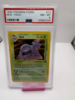 1999 POKEMON FOSSIL #13 MUK-HOLO PSA 8 - Image 1