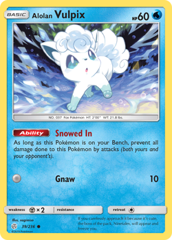 ALOLAN VULPIX 39/236 C COSMIC ECLIPSE POKEMON LP - Image 1