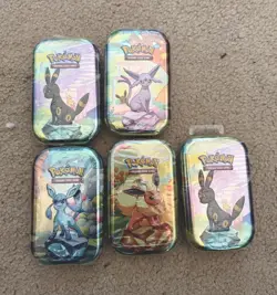 Pokemon TCG Prismatic Evolutions Mini Tin Box Lot of 5 Sealed Booster (EN) - Image 1
