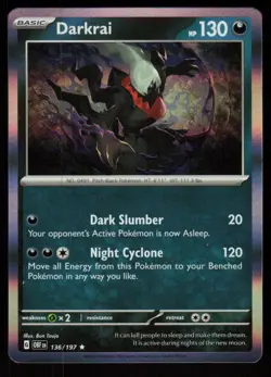 Darkrai 136/197 Rare Obsidian Flames Pokemon Holo Near Mint - Image 1