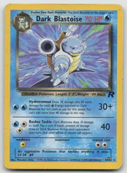 Dark Blastoise 20/82 Rare Team Rocket Pokemon Unlimited Heavily Played - Image 1